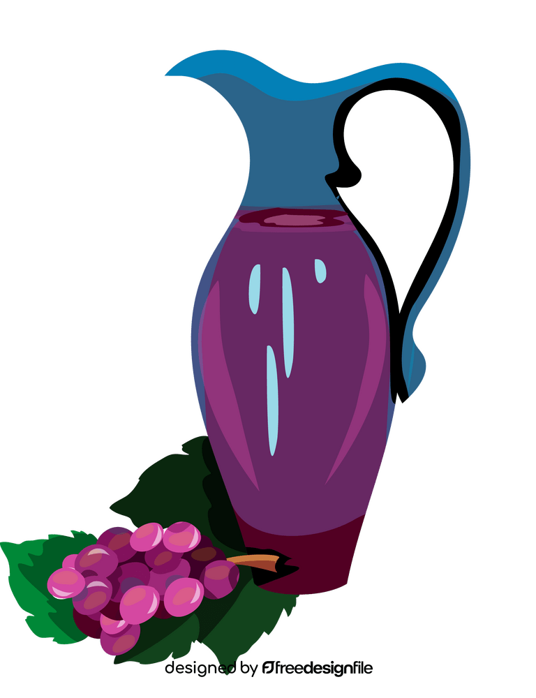 Glass decanter of grape juice clipart