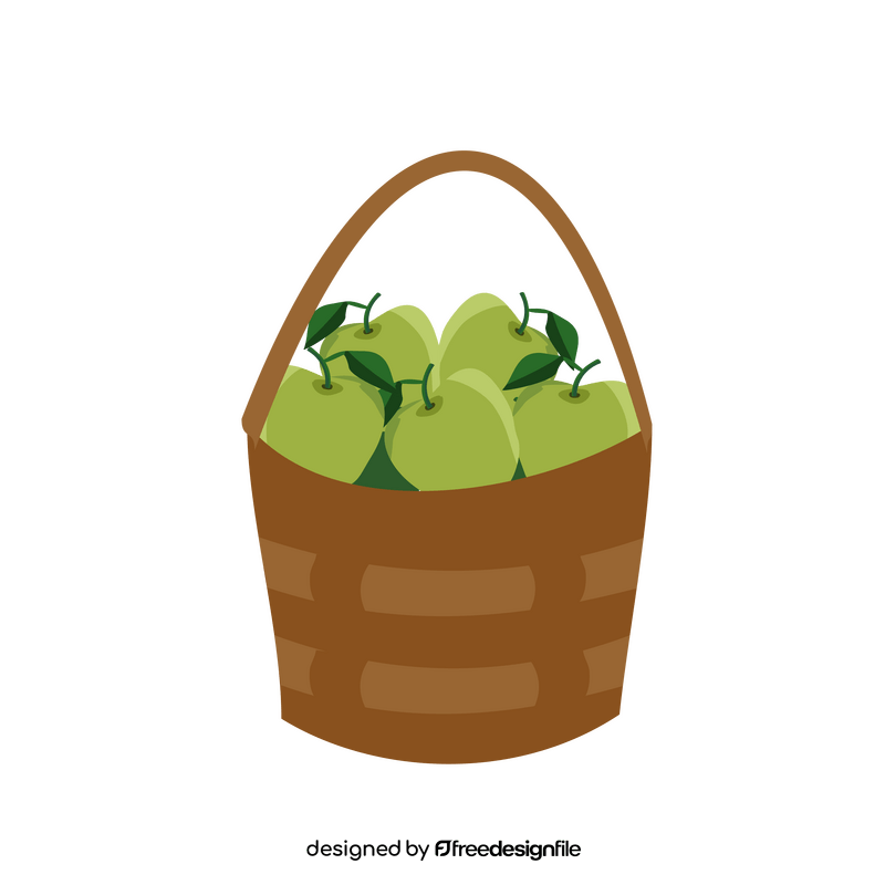 Basket of green apples clipart