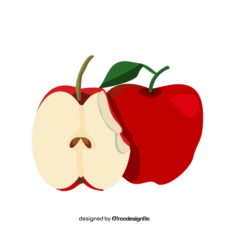 Free red apple cut in half clipart