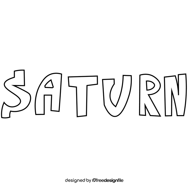 Saturn text logo black and white clipart