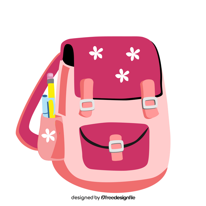 Pink girls backpack for school clipart