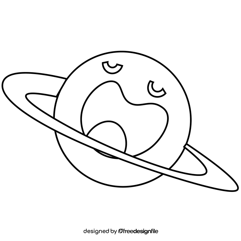 Sleepy planet drawing black and white clipart