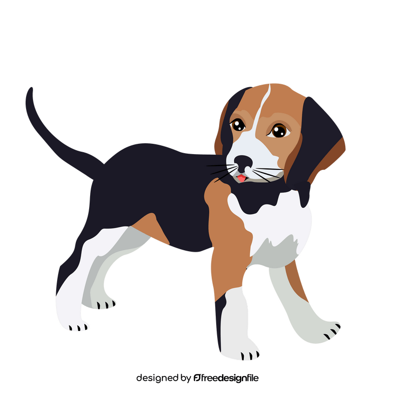 Beagle dog turning head back clipart