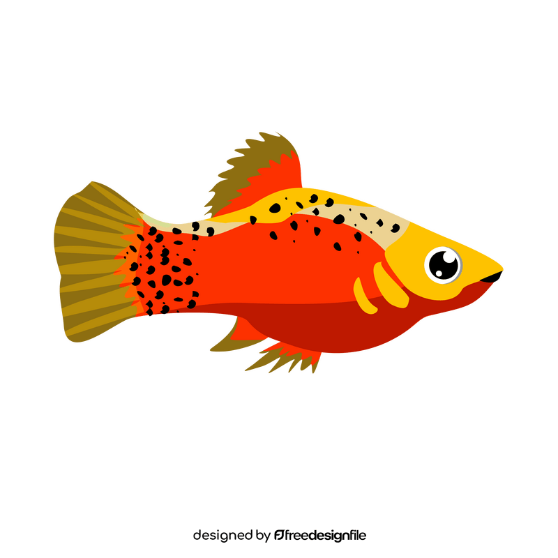 Black spotted tropical fish drawing clipart