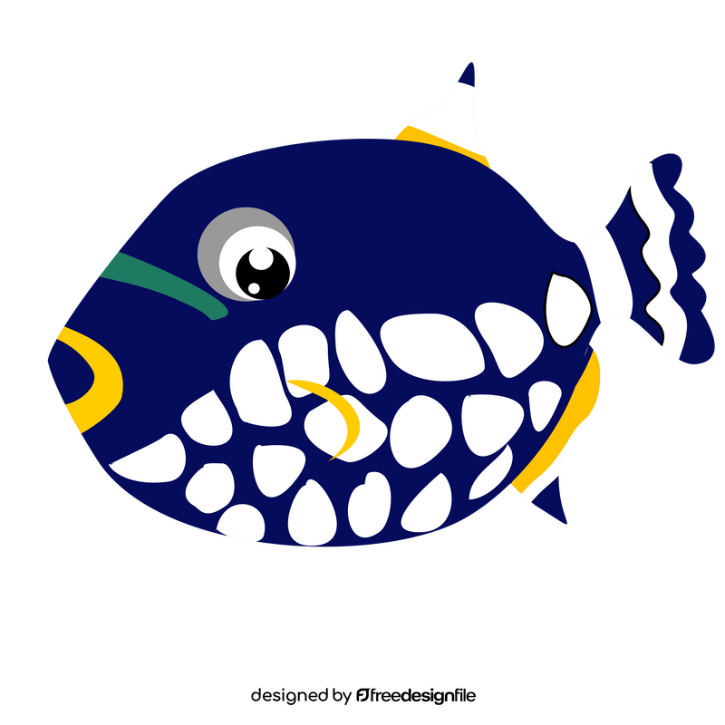 White spotted navy tropical fish clipart