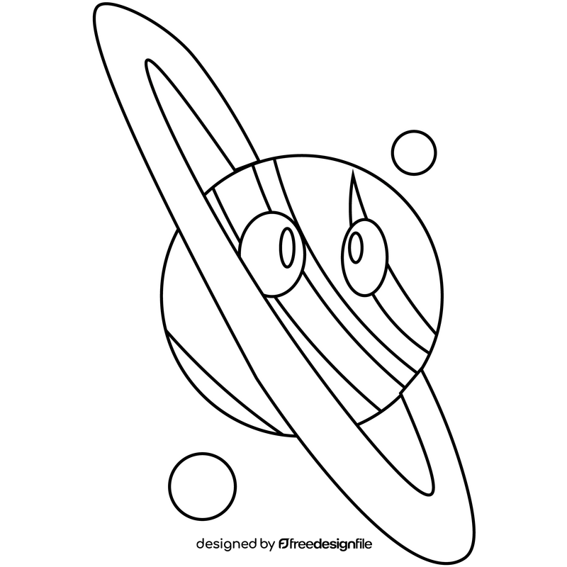 Cartoon saturn surprised black and white clipart