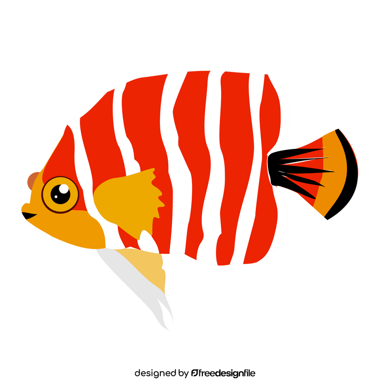 White striped tropical fish clipart