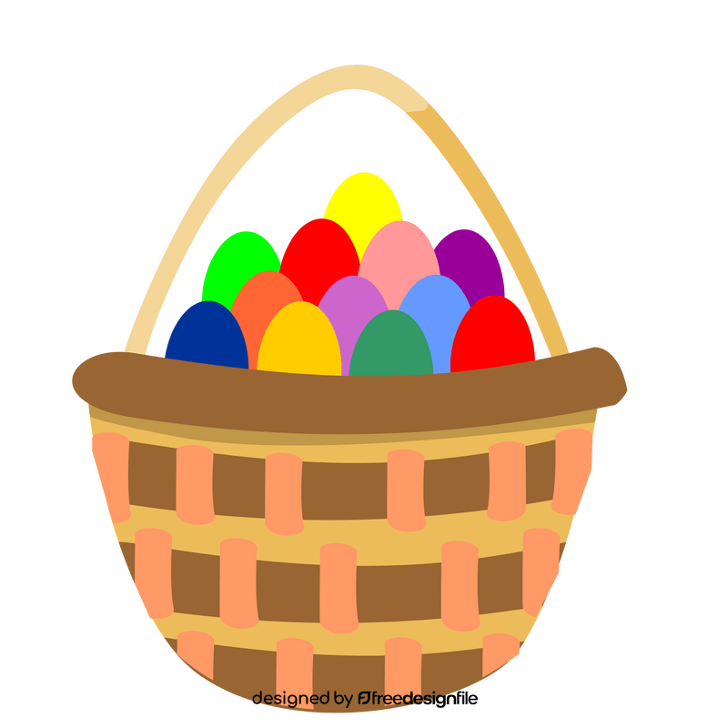 Basket with easter eggs clipart