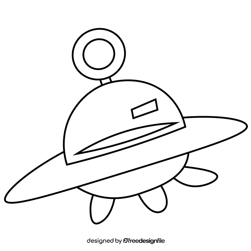 Cartoon alien spaceship black and white clipart