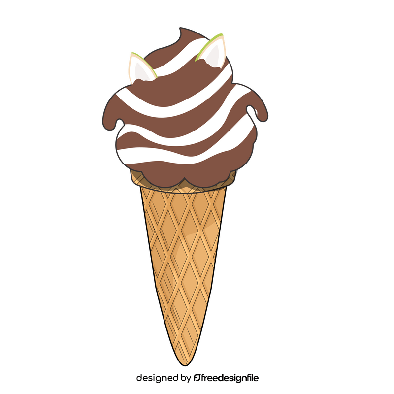 Coconut and chocolate ice cream illustration clipart