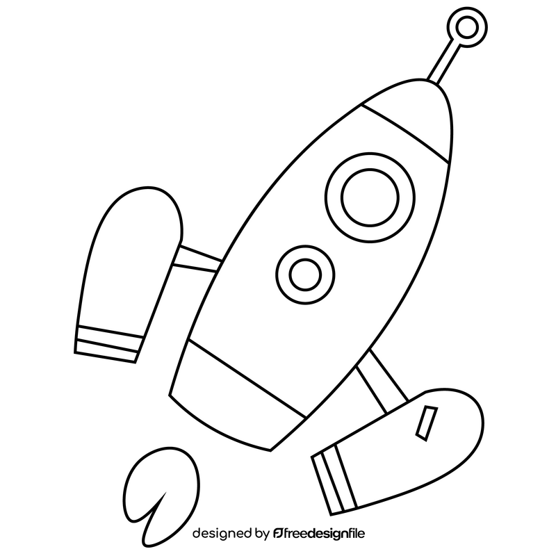 Space rocket launch black and white clipart