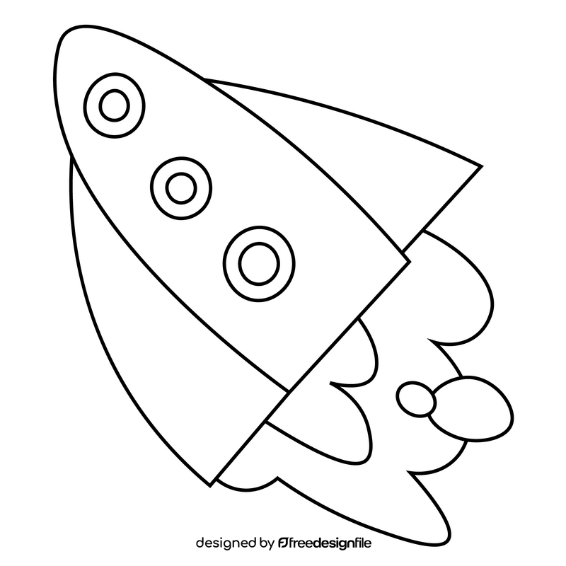 Cartoon spacecraft black and white clipart