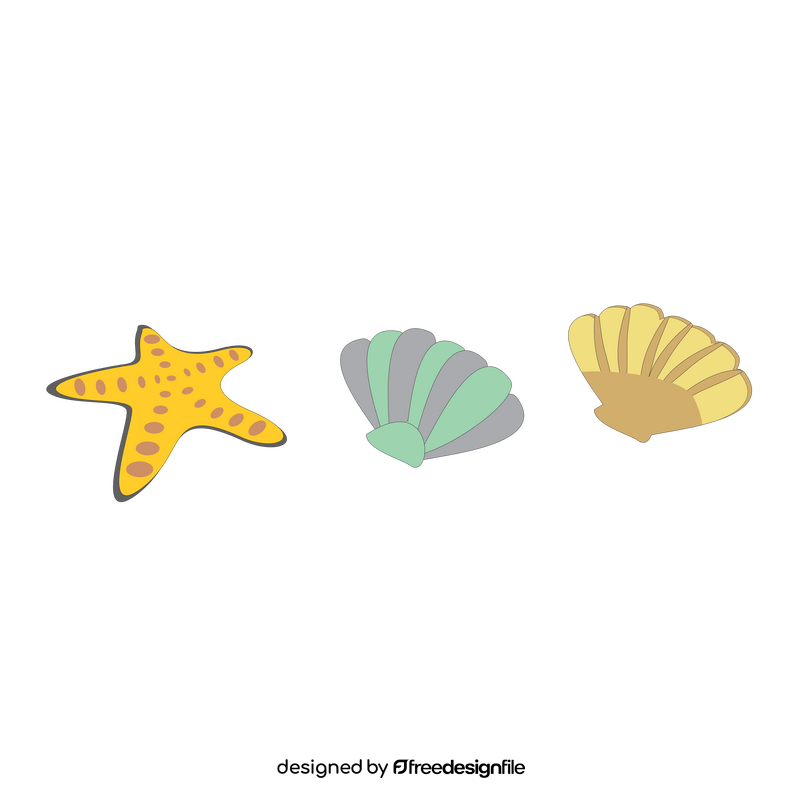 Starfish and shells drawing clipart