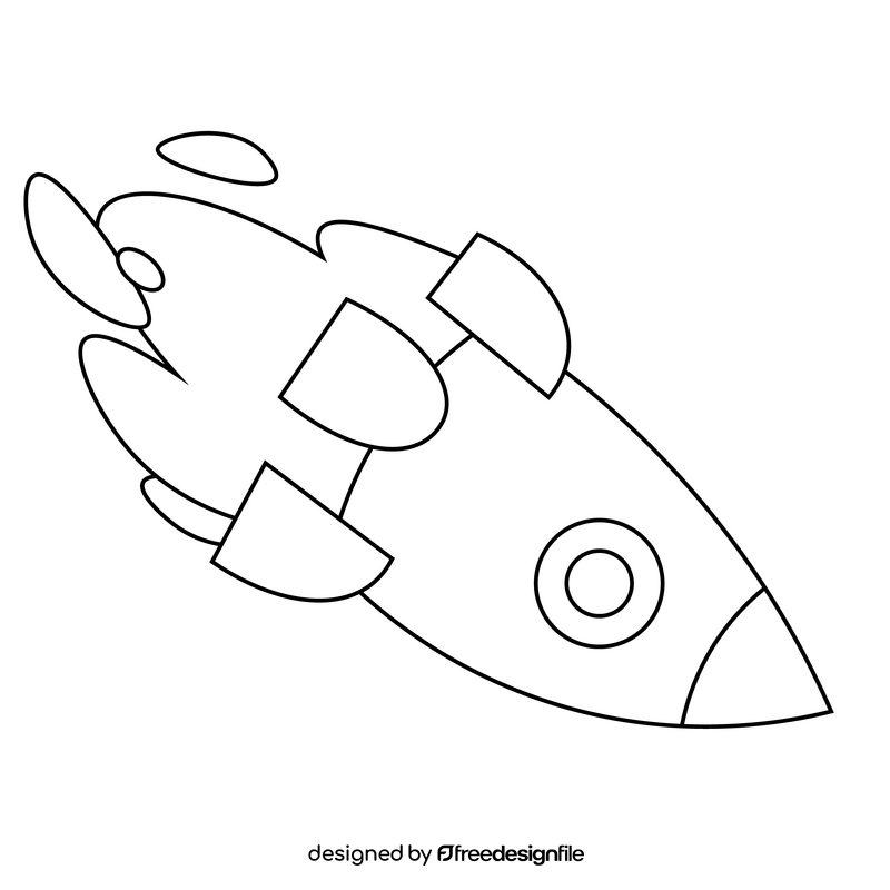 Free spaceship flying black and white clipart