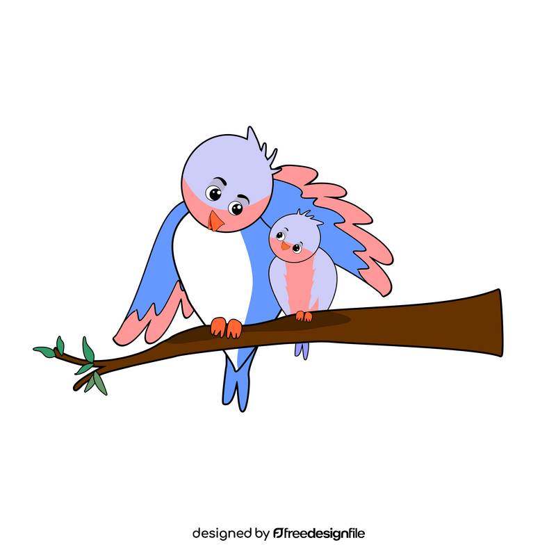 Birds on a branch illustration clipart