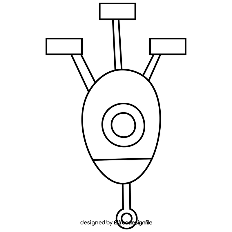 Spaceship illustration black and white clipart
