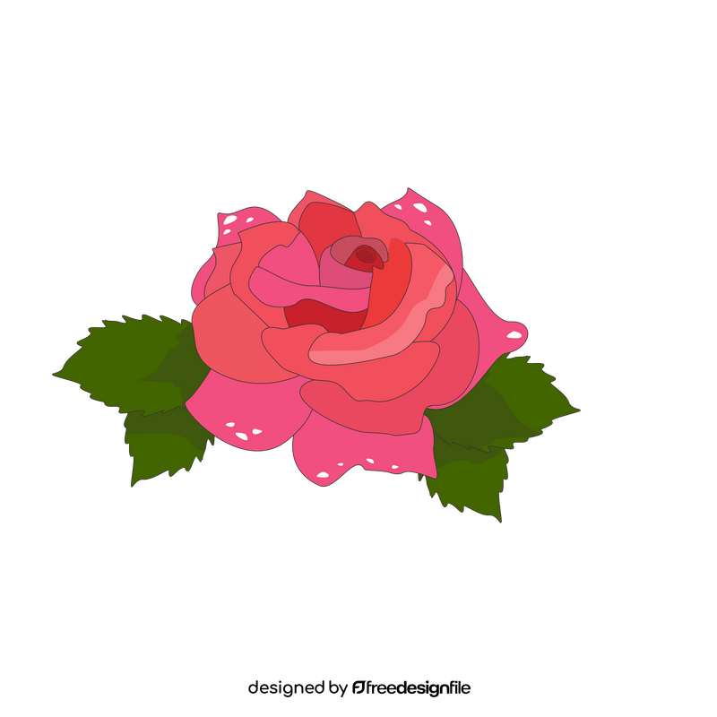 One pink rose drawing clipart