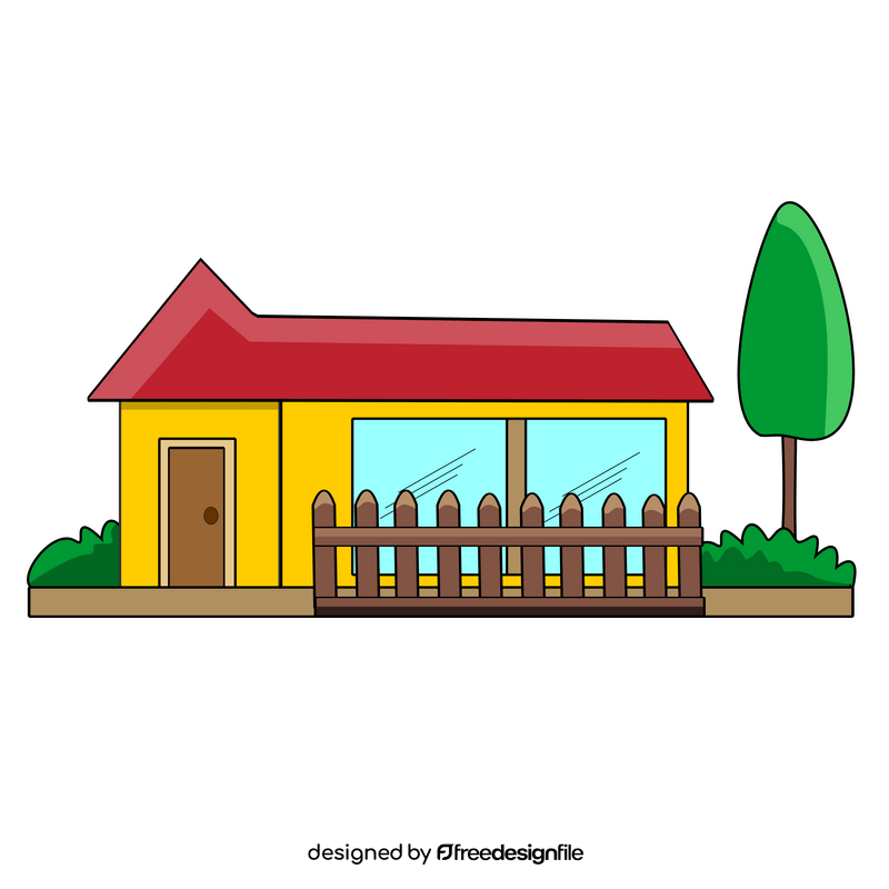 House with a fence clipart