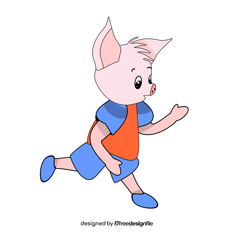 Cartoon pig running clipart