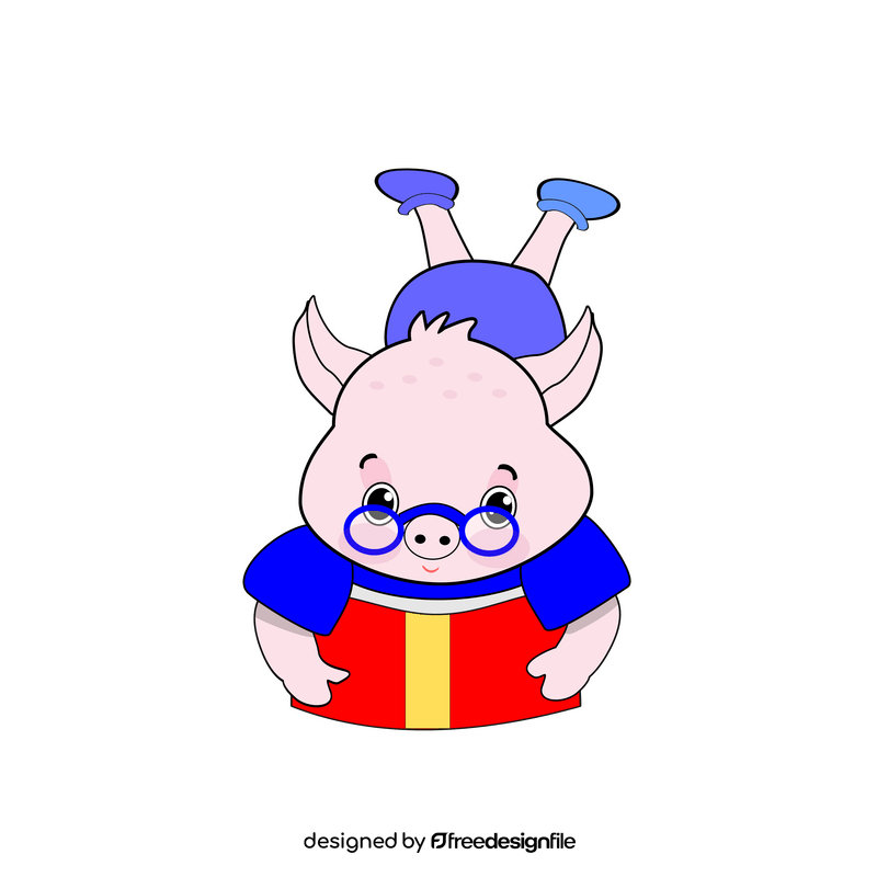 Pig reading cartoon clipart