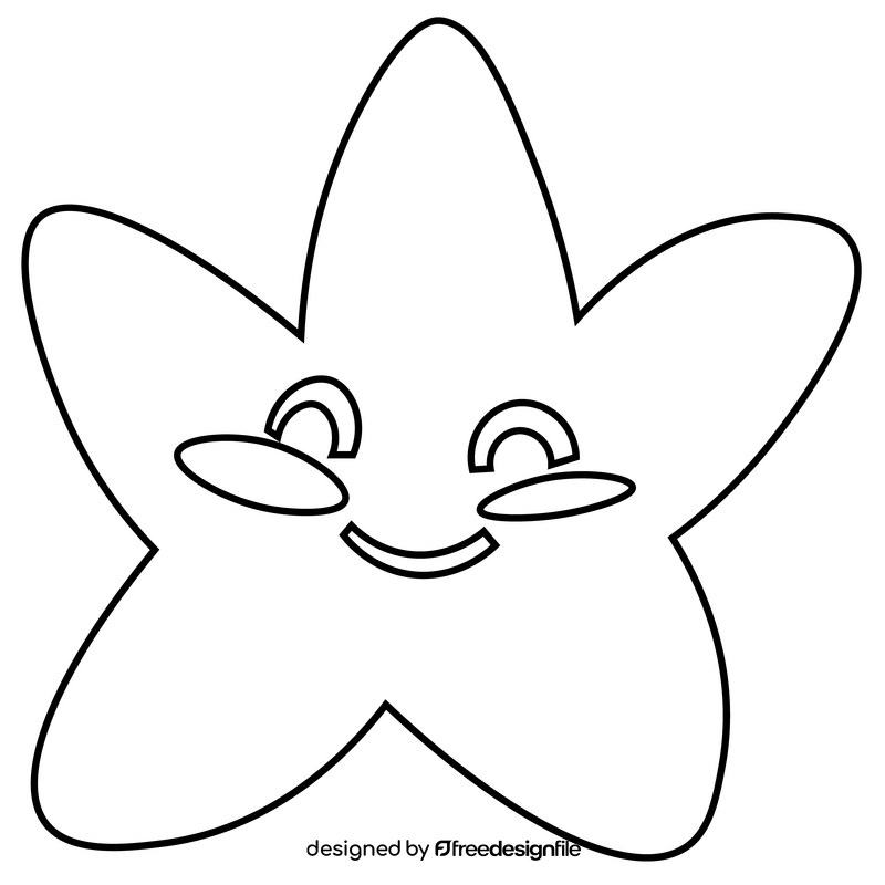 Happy star emoji black and white clipart