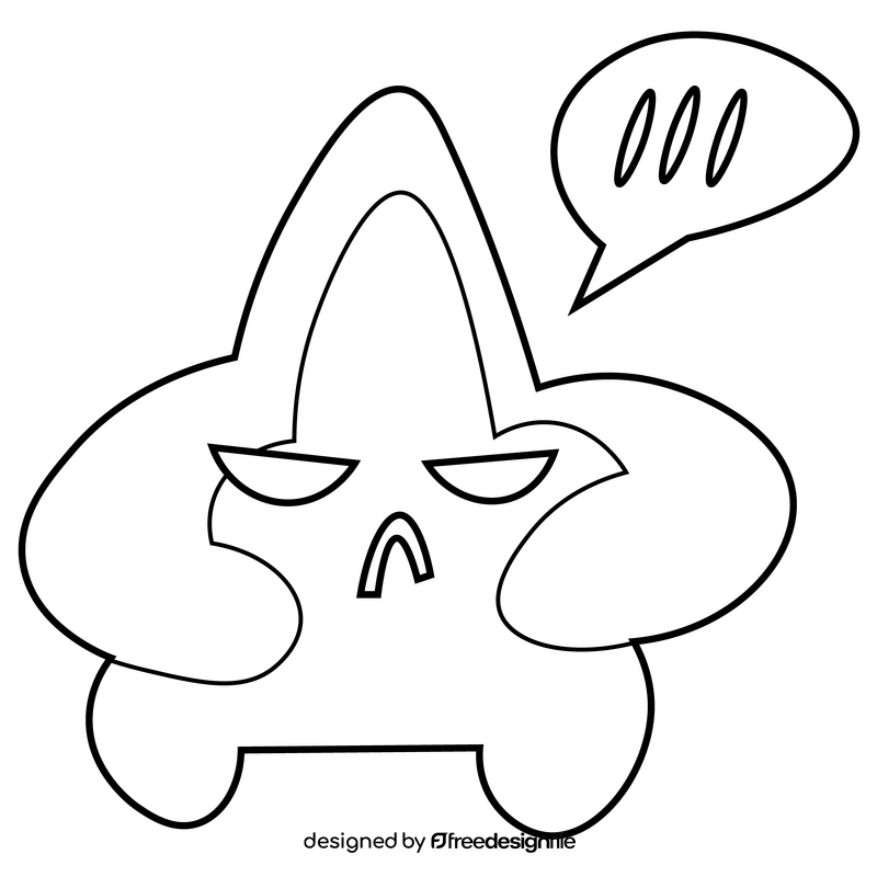 Cartoon angry star black and white clipart