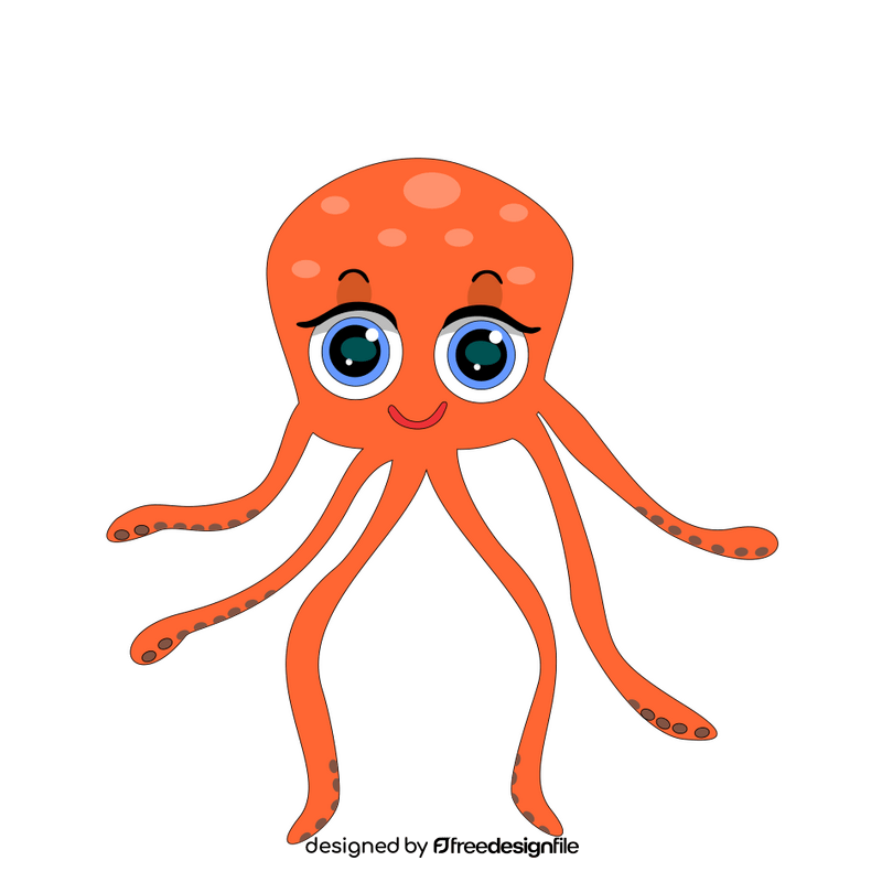 Orange octopus drawing clipart