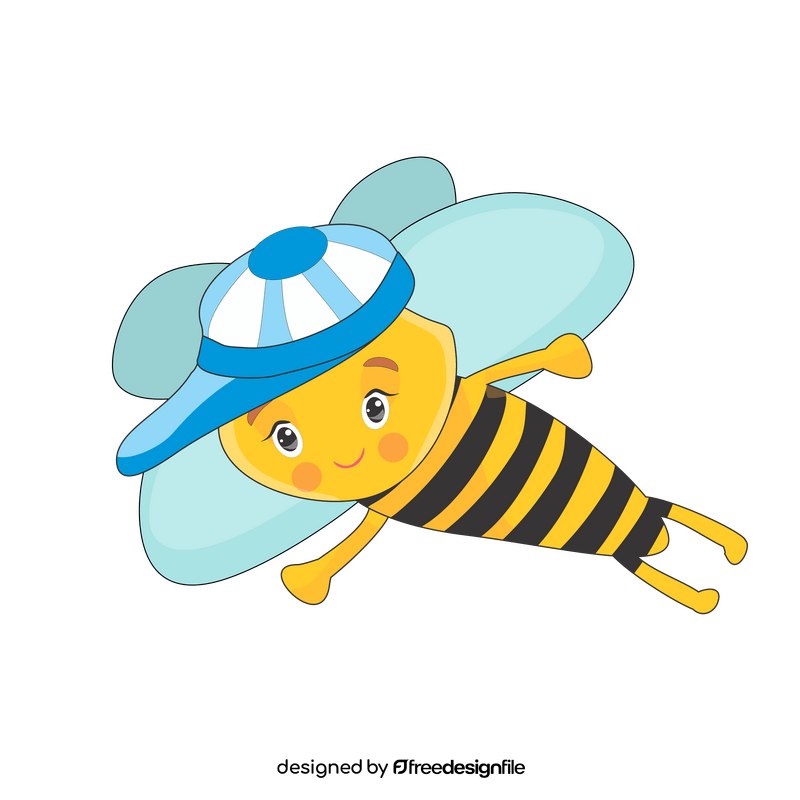 Bee with a cap clipart