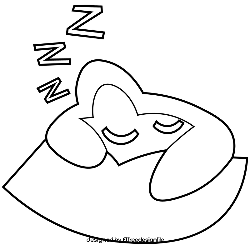 Sleeping star emoji cartoon black and white clipart