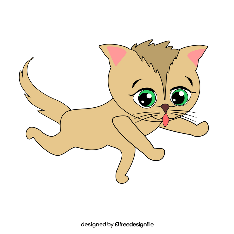 Cat running clipart