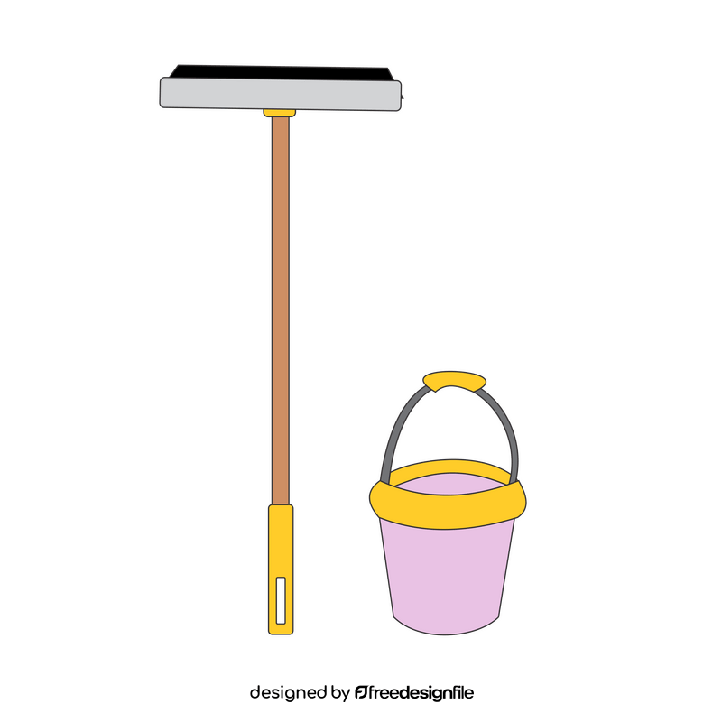 Floor squeegee and bucket clipart