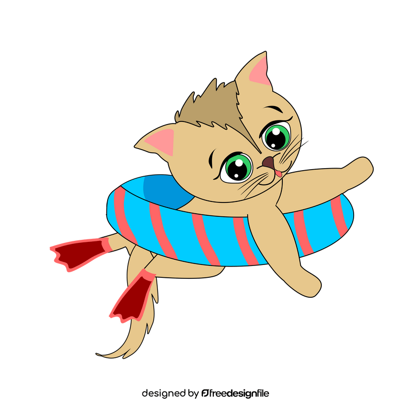 Free cat swimming clipart