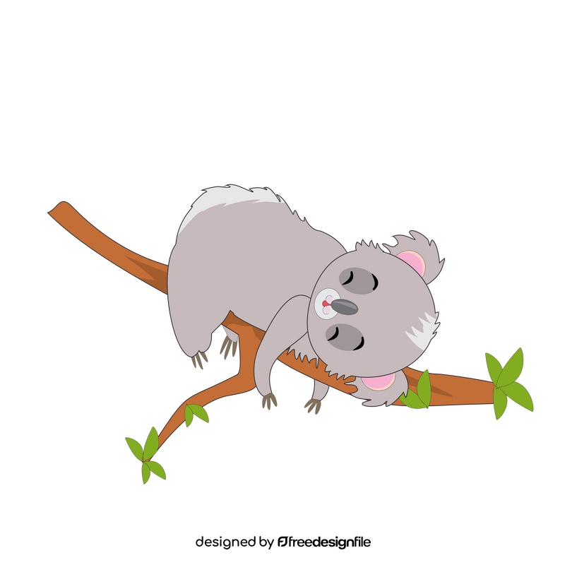 Cartoon koala sleeping on a tree clipart