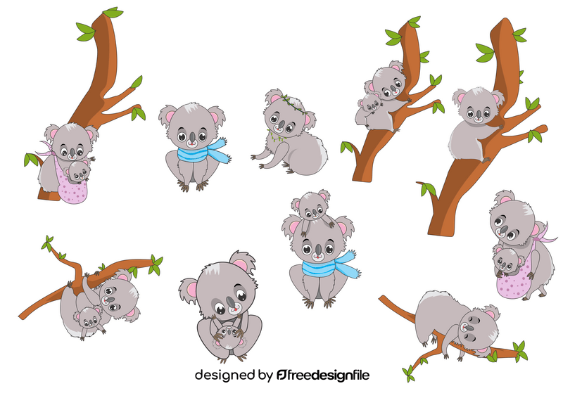 Cute koala climbing vector