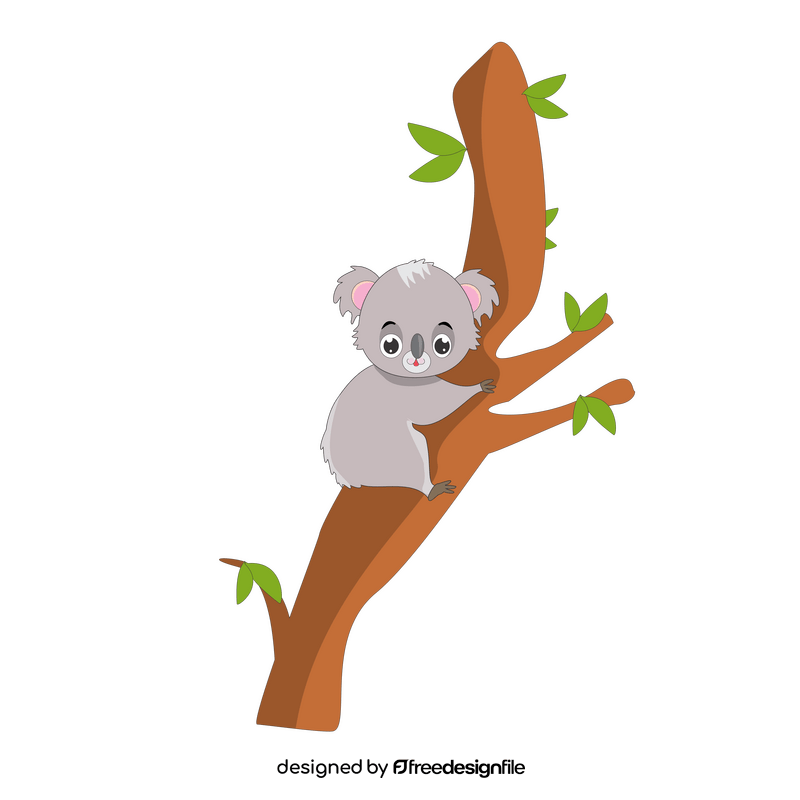 Koala climbing tree illustration clipart