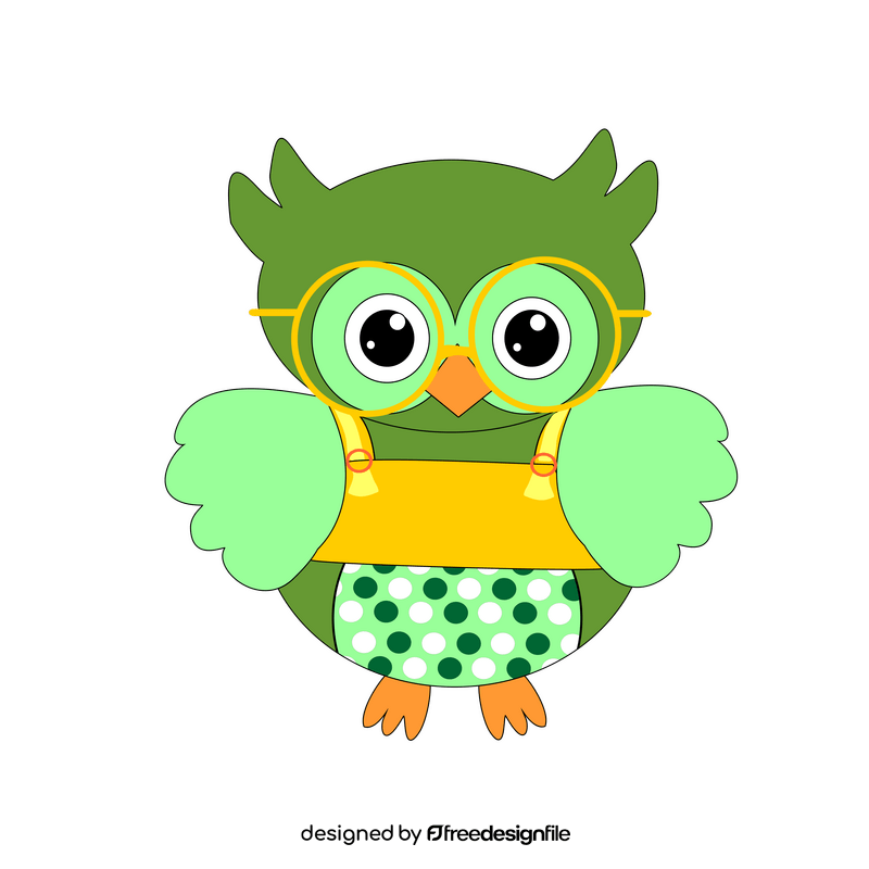 Green owl drawing clipart