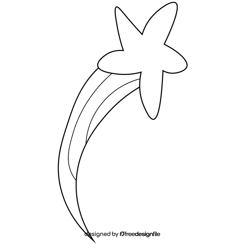 Shooting star illustration black and white clipart