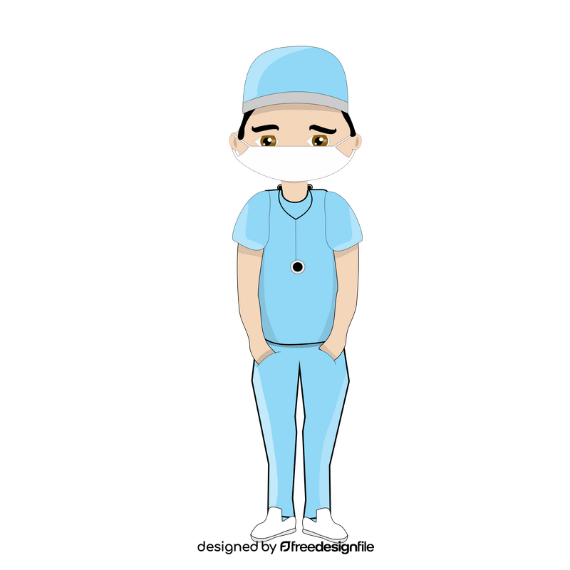 Young male nurse wearing mask clipart