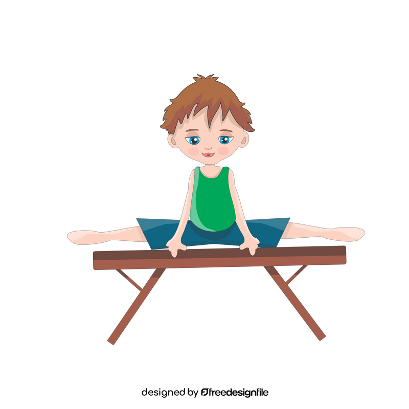 Cartoon boy doing gymnastics clipart