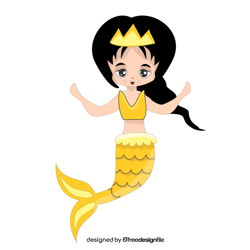 Black haired mermaid clipart