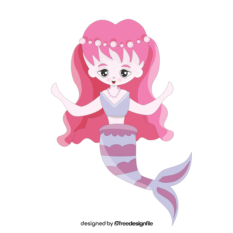 Pink haired mermaid cartoon clipart