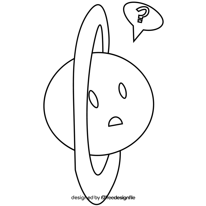 Confused uranus planet cartoon black and white clipart