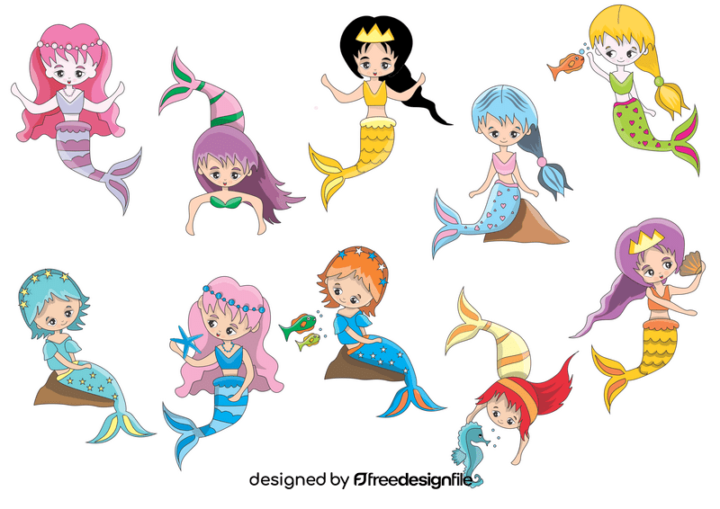 Cartoon mermaids vector