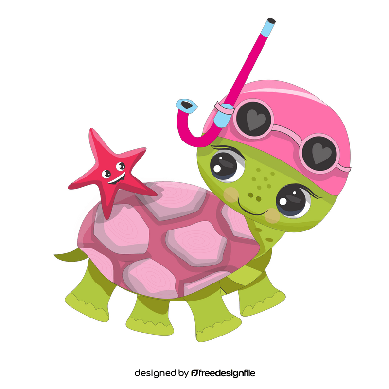 Turtle and starfish illustration clipart