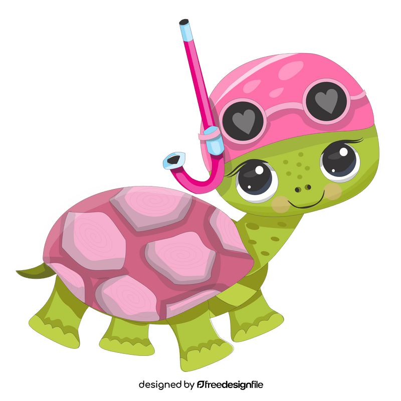 Cartoon turtle going to the sea clipart