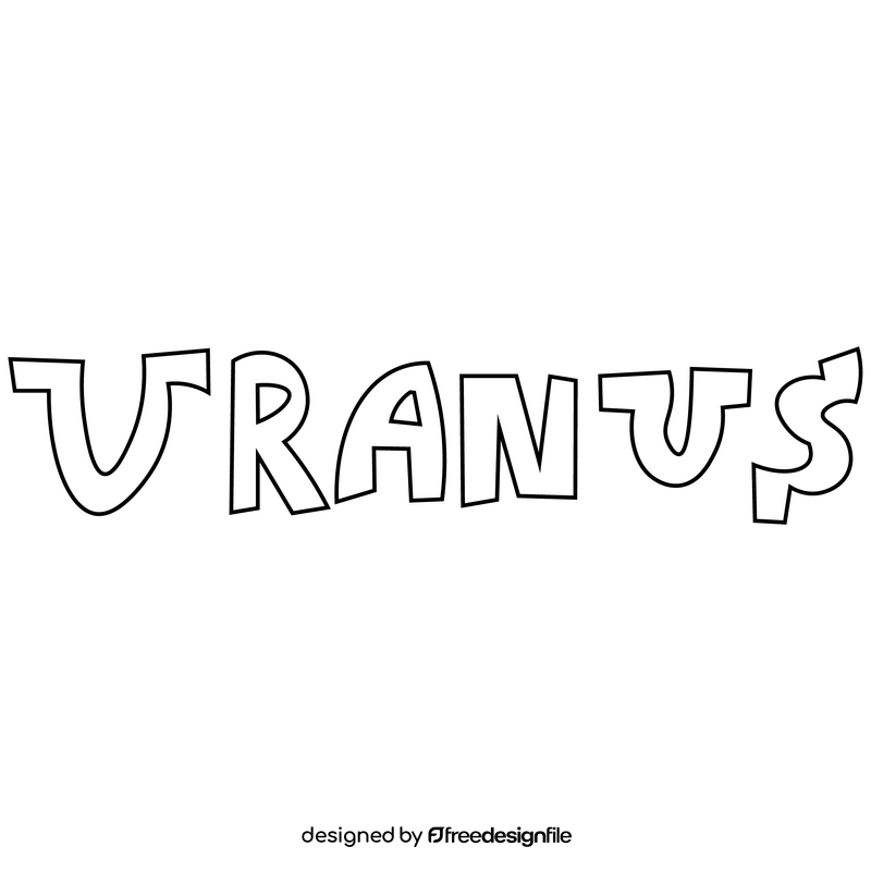 Uranus text logo black and white clipart vector free download