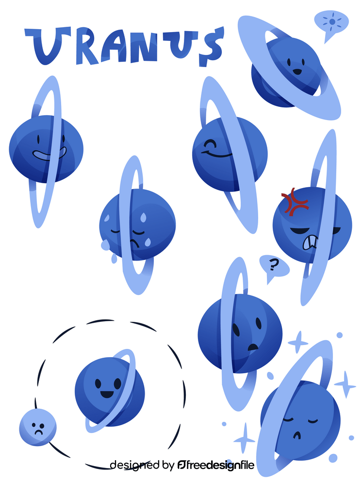 Set of planet emoticons, uranus emoji vector