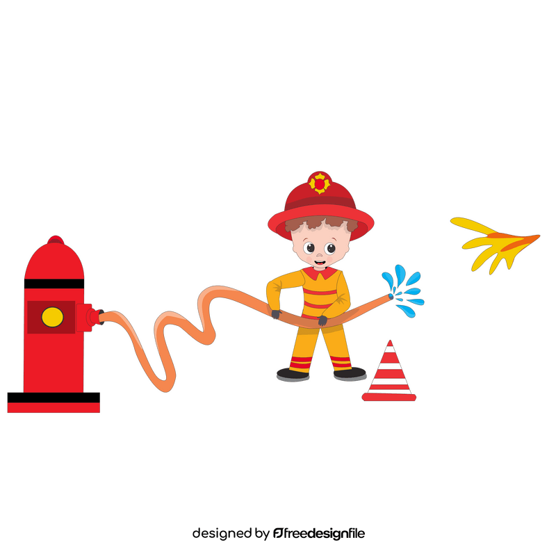 Cute firefighter cartoon clipart