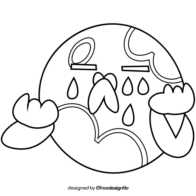 Sad venus planet crying cartoon black and white clipart