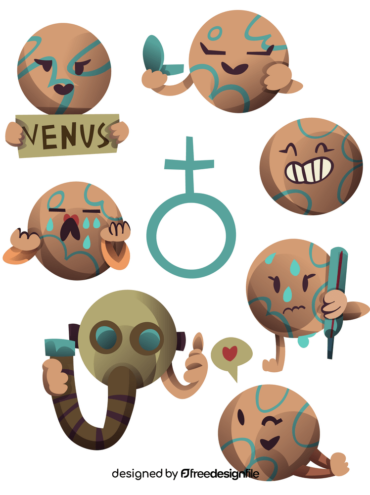 Cartoon venus planets emoji vector